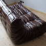 Togo Sofa 3-Sitzer Hochglanzleder Dunkelbraun 6