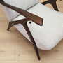 Vintage armchair beech wood textile white 1970s 9