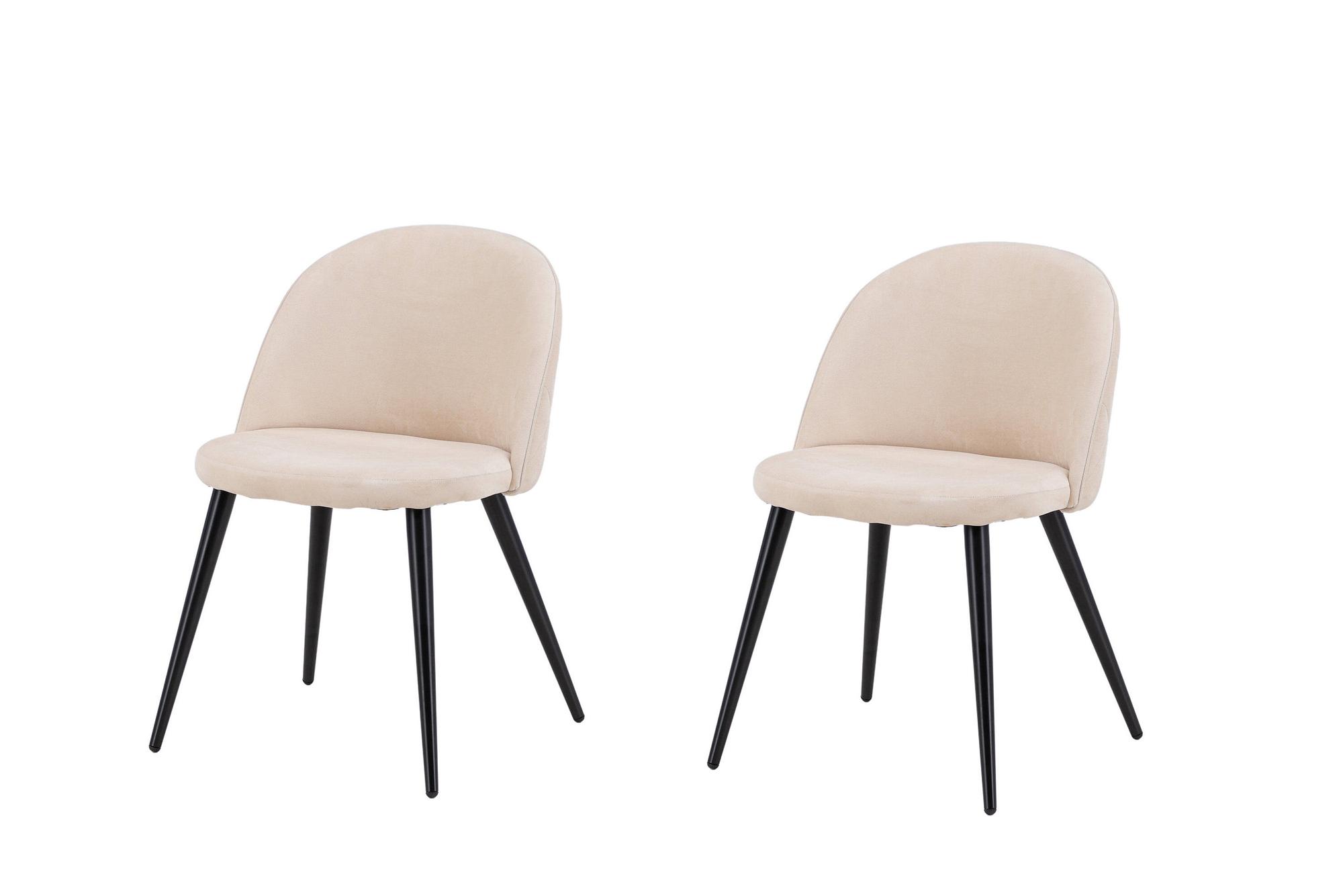 2x Velvet Stitches Stuhl-Set Samt Beige 0