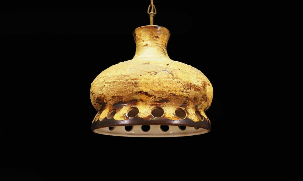 Vintage Chandelier Ceramic Yellow 1960s 3