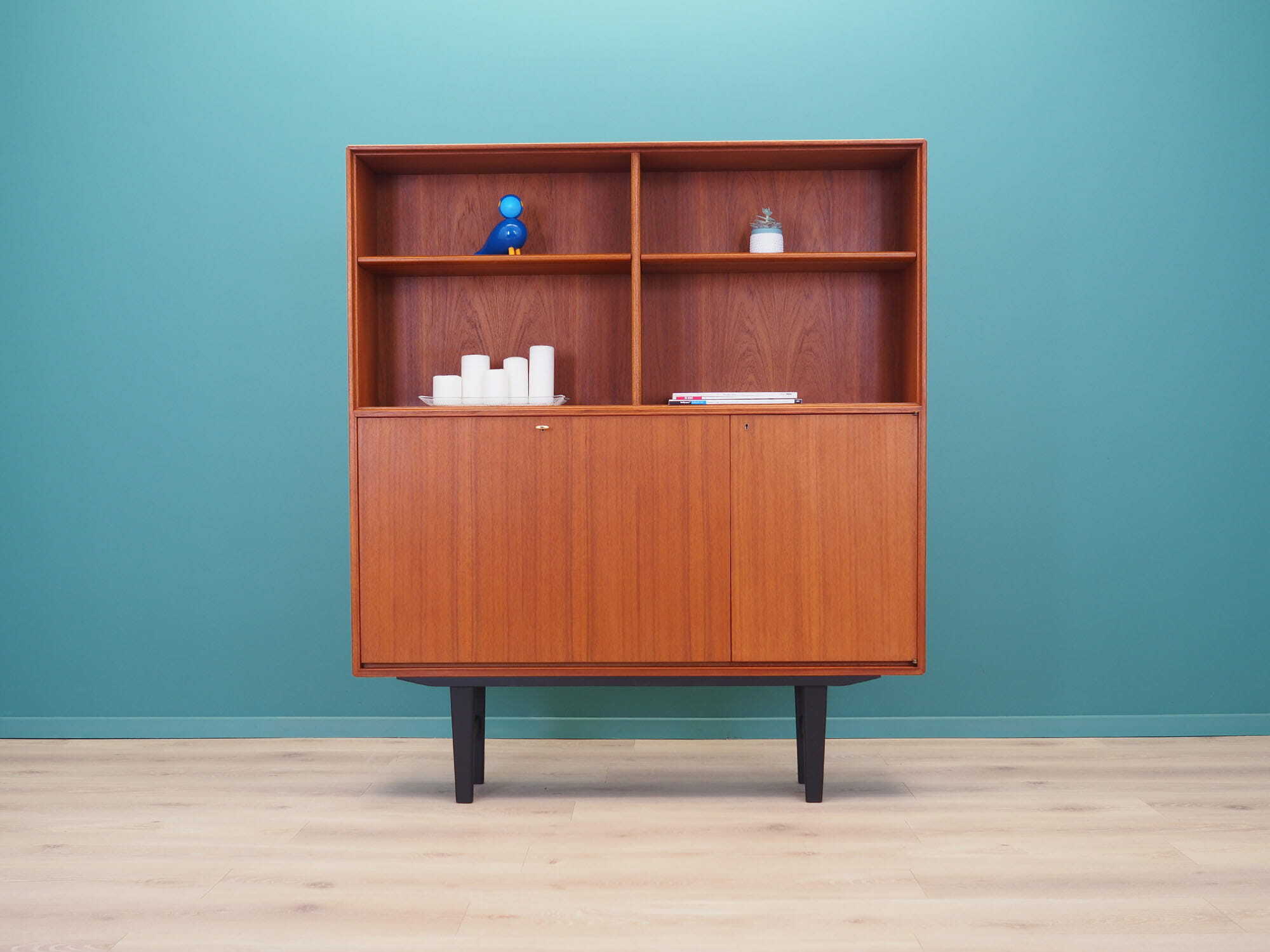 Vintage Bücherregal Teakholz Braun 1960er Jahre 1