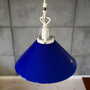 Vintage pendant lamp glass metal blue 1970s 1
