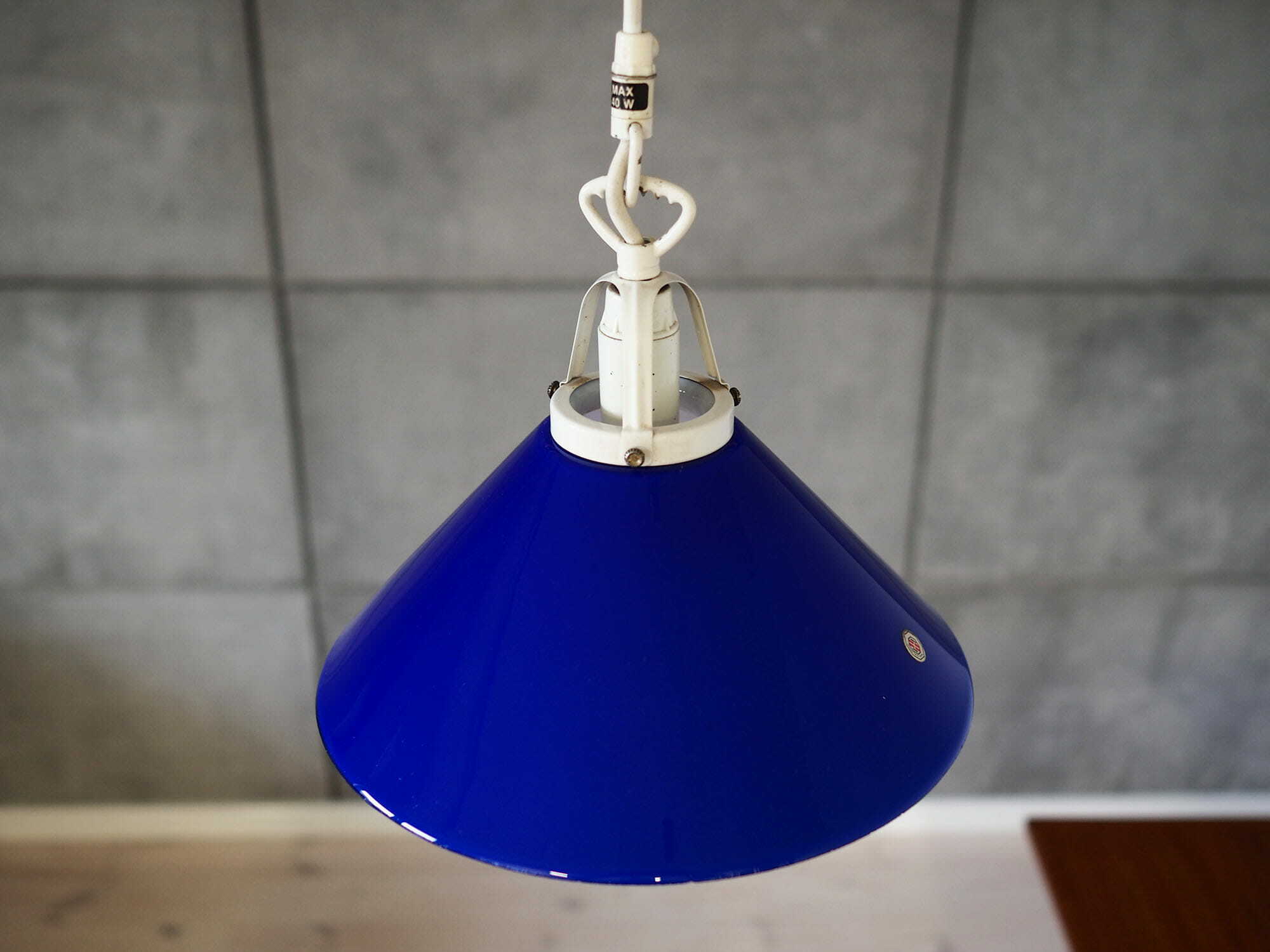 Vintage pendant lamp glass metal blue 1970s 1