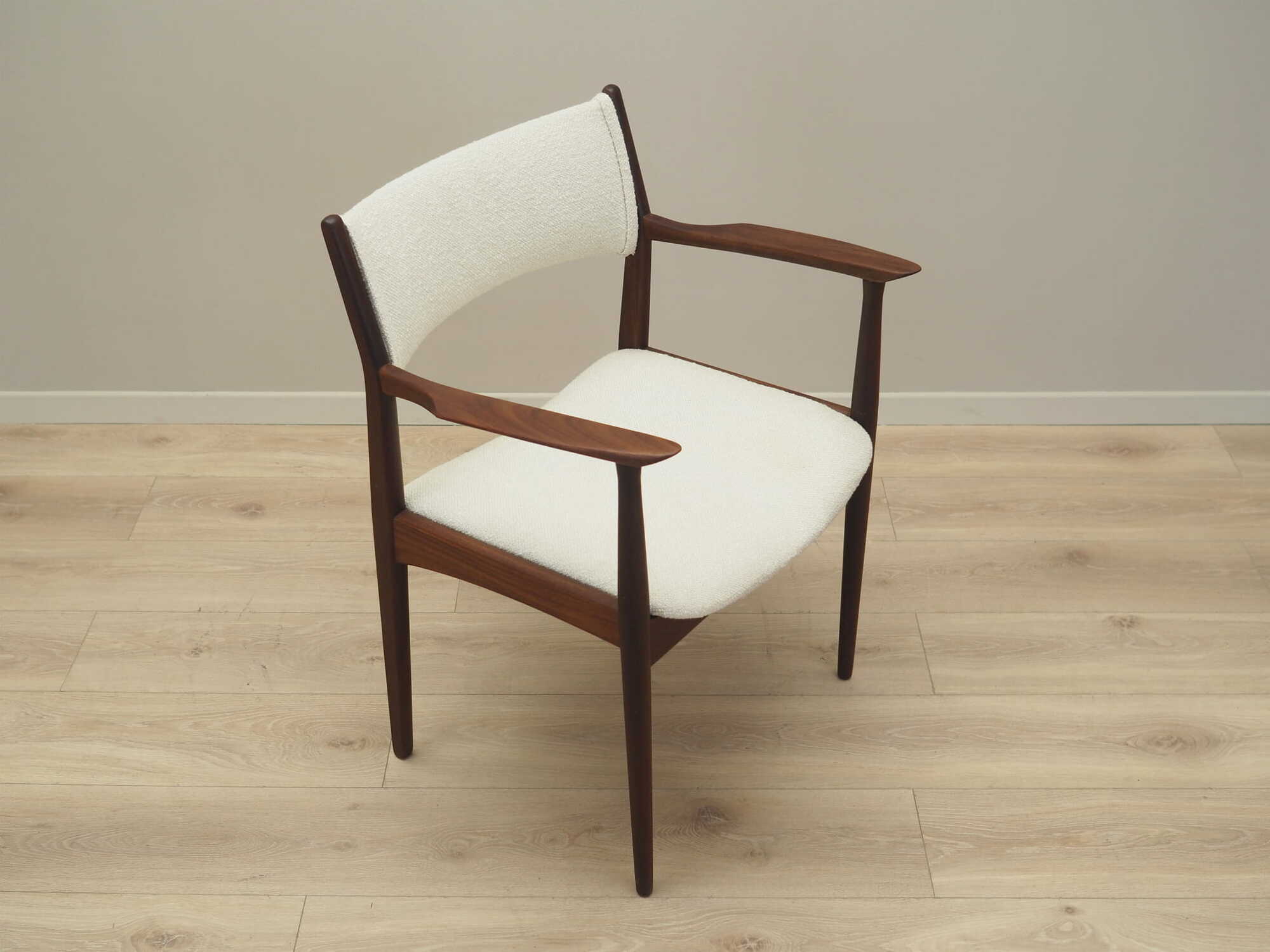 Vintage armchair Teak wood Textile Cream 1960s 8