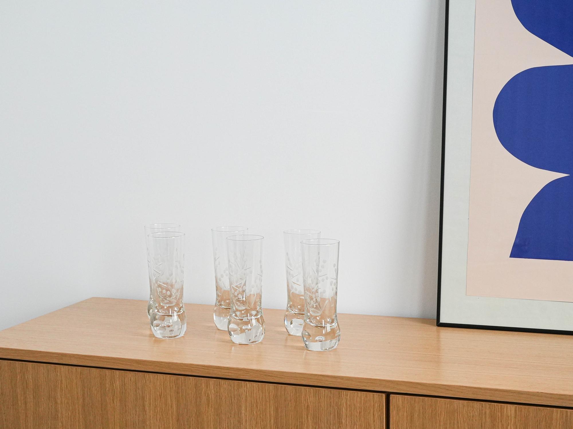 Set of 6 glasses transparent 1970s 1