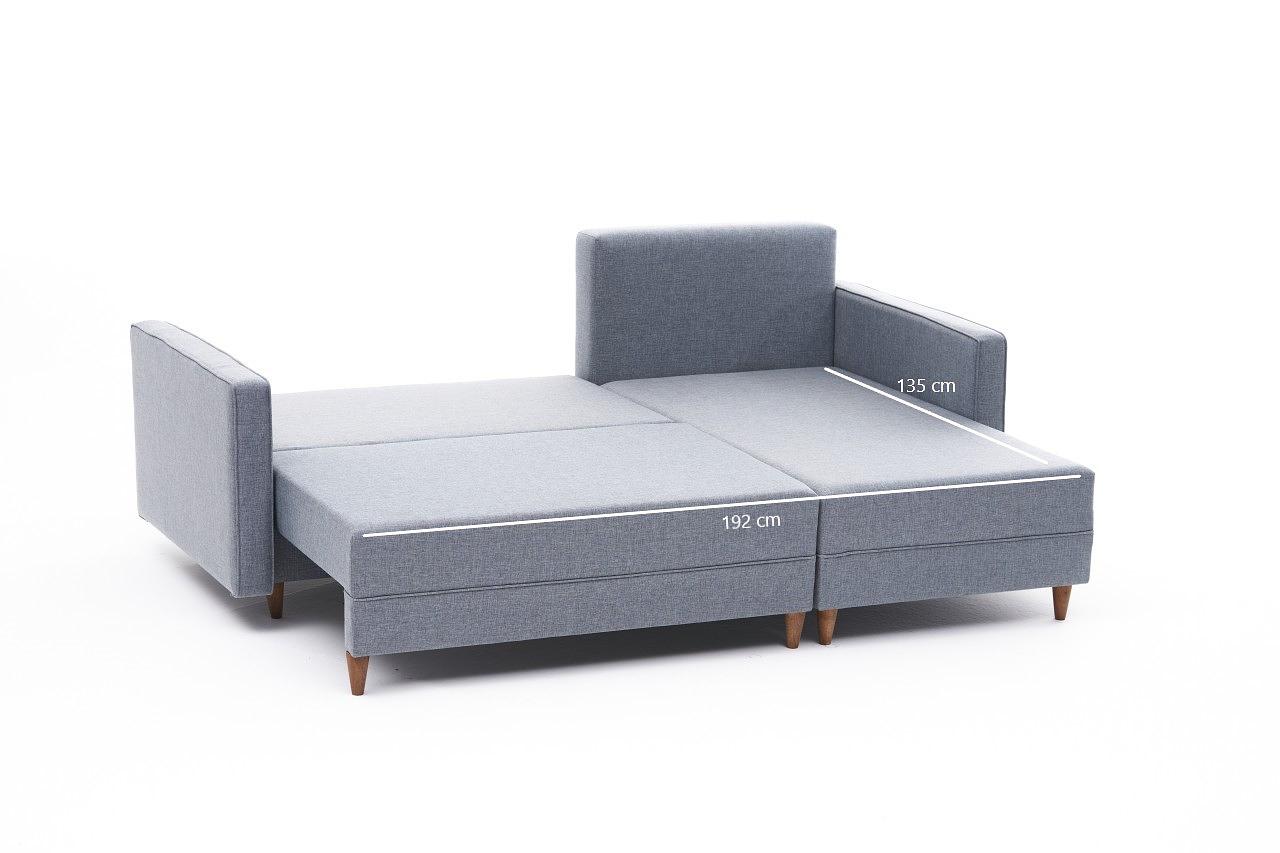 Aydam Schlafsofa Récamiere Rechts Blau 7