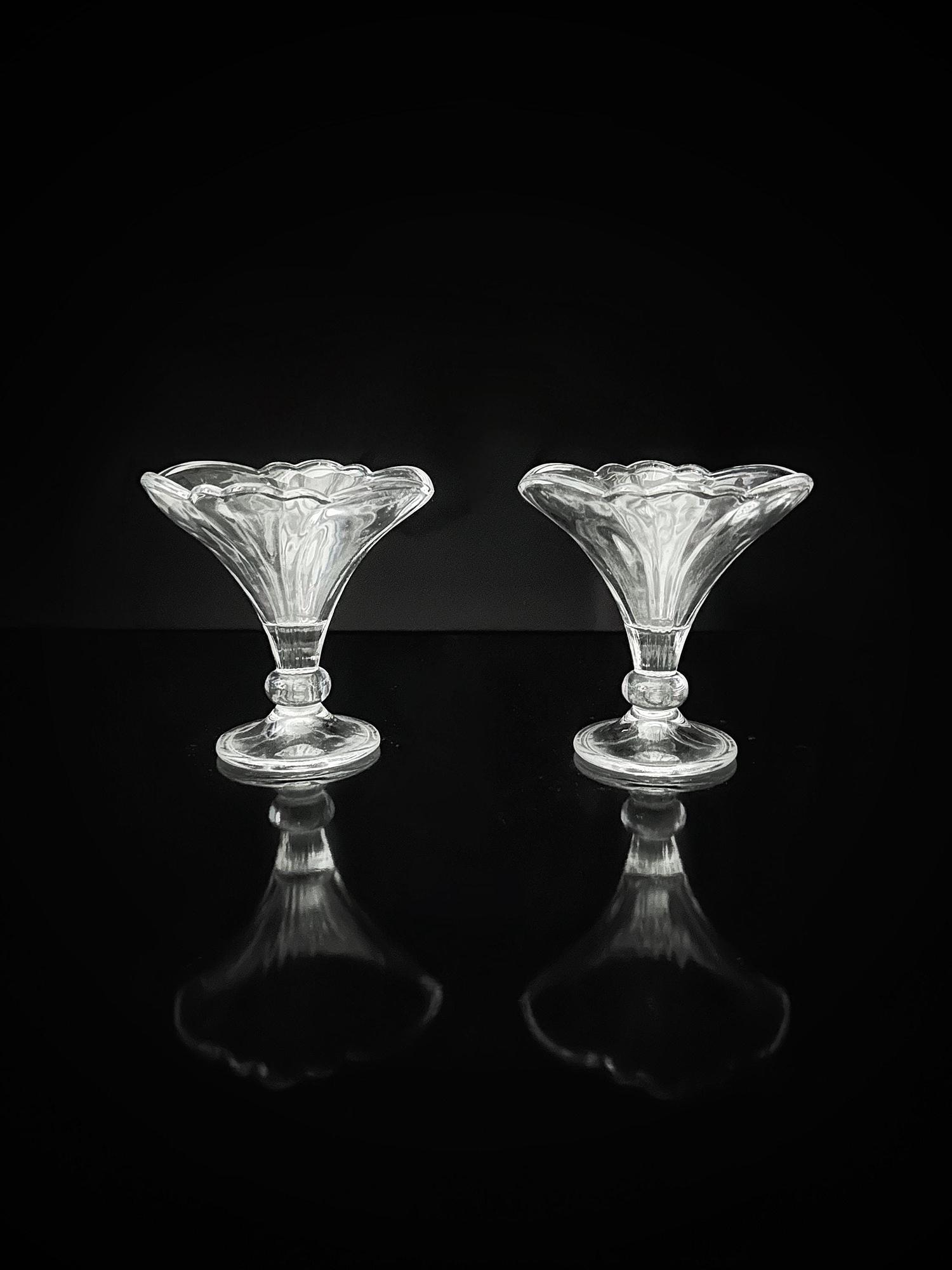 4x Vintage Eisbecher Glas Frankreich 80er 2