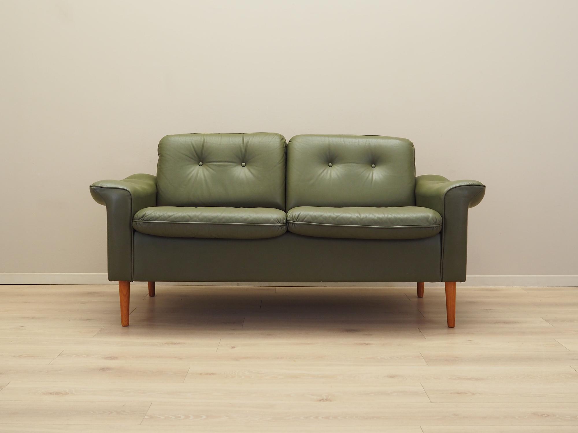 Sofa Leder Grün 1970er Jahre 1