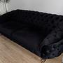 Chesterfield Couch-Set Sofa Armchair Velvet Black Gold 1