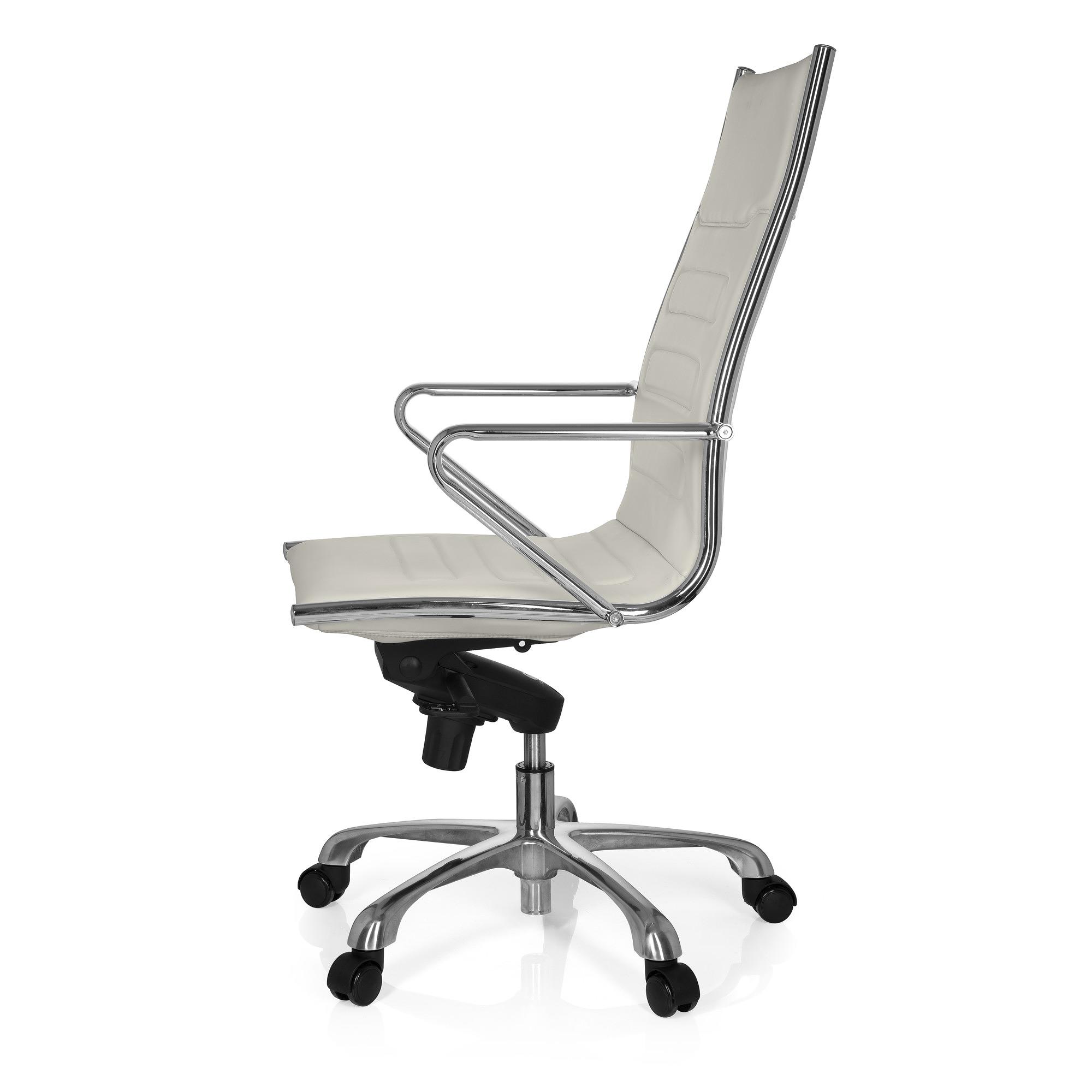 PARIBA III Swivel office chair with casters Faux leather White 8