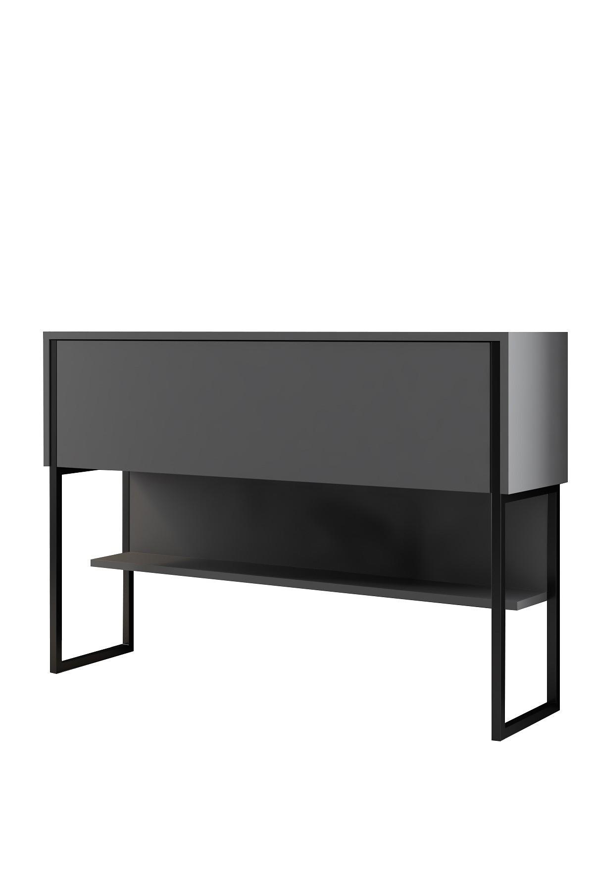 Luxe Sideboard Holzfurnier Schwarz Anthrazit 2