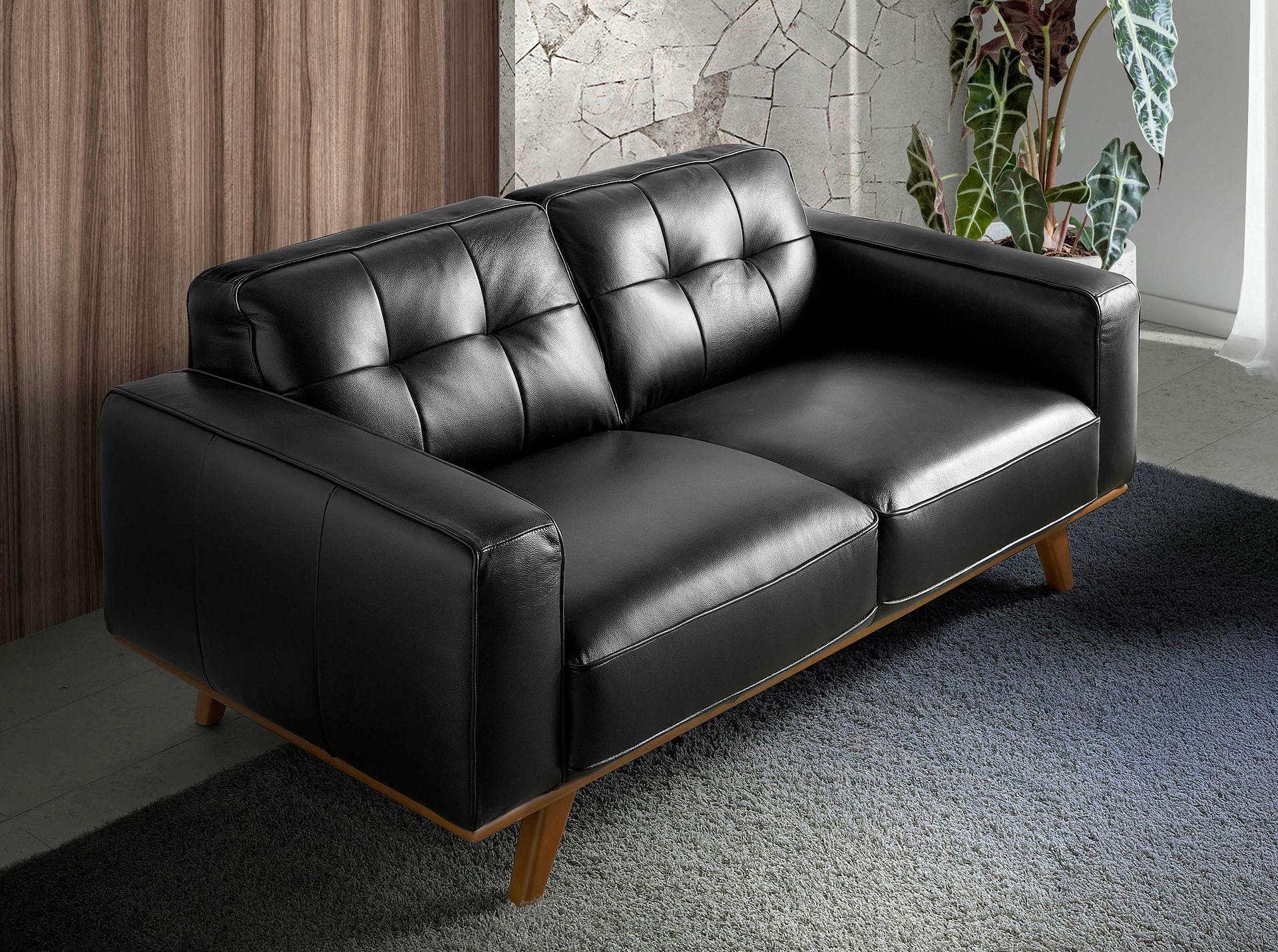 Chester Sofa 2-Sitzer Leder Schwarz 2