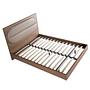 Doppelbett Holz Leder Grau 0