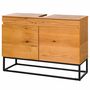 Waschbeckenunterschrank Stahl Holz Eiche 0