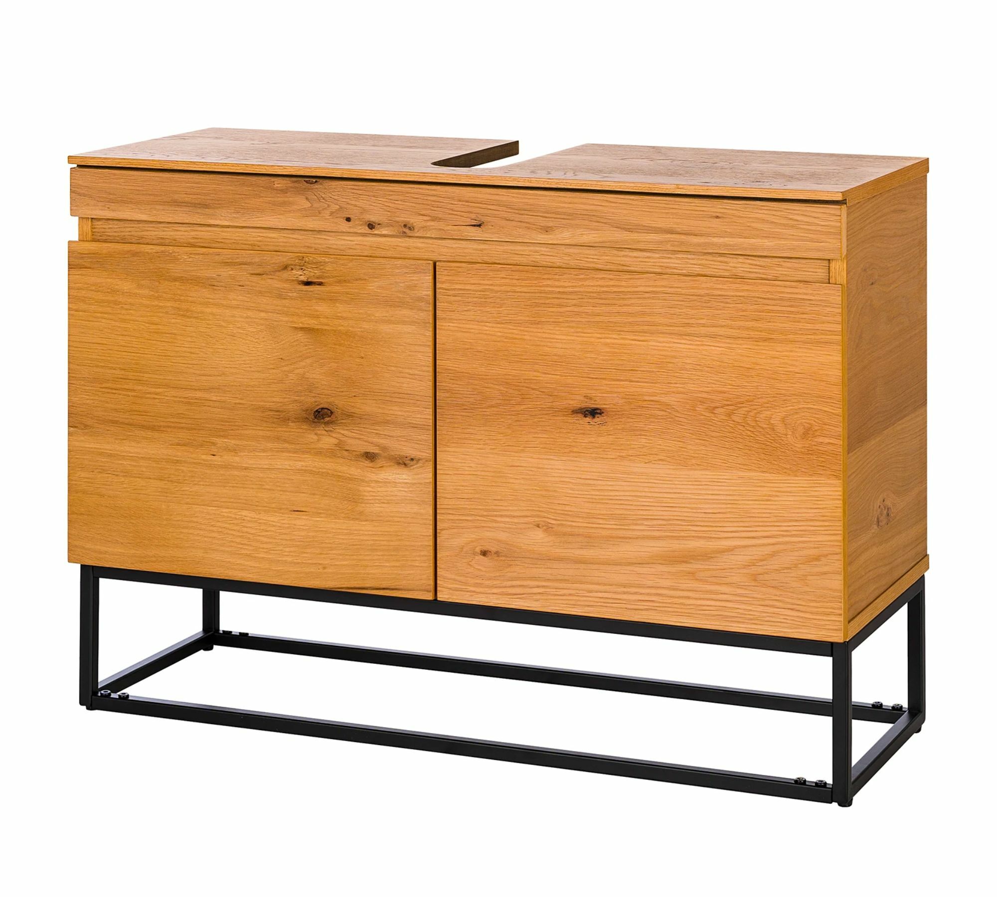 Waschbeckenunterschrank Stahl Holz Eiche 0