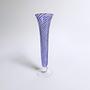 Vintage Pasabahce Blumenvase Glas Weiß Blau 2