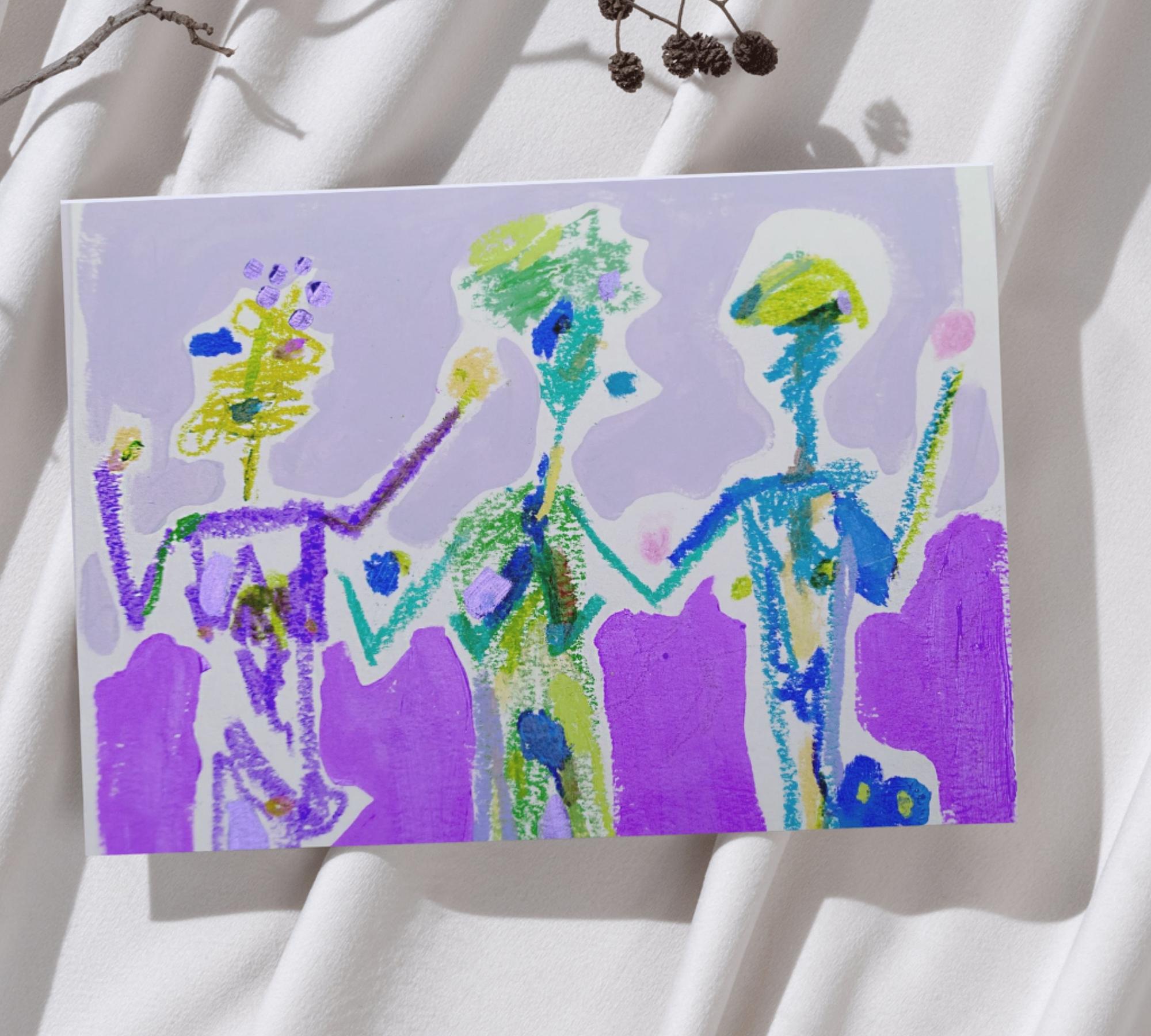 Gracias del carnaval verde con stampa d'arte viola multicolore 0