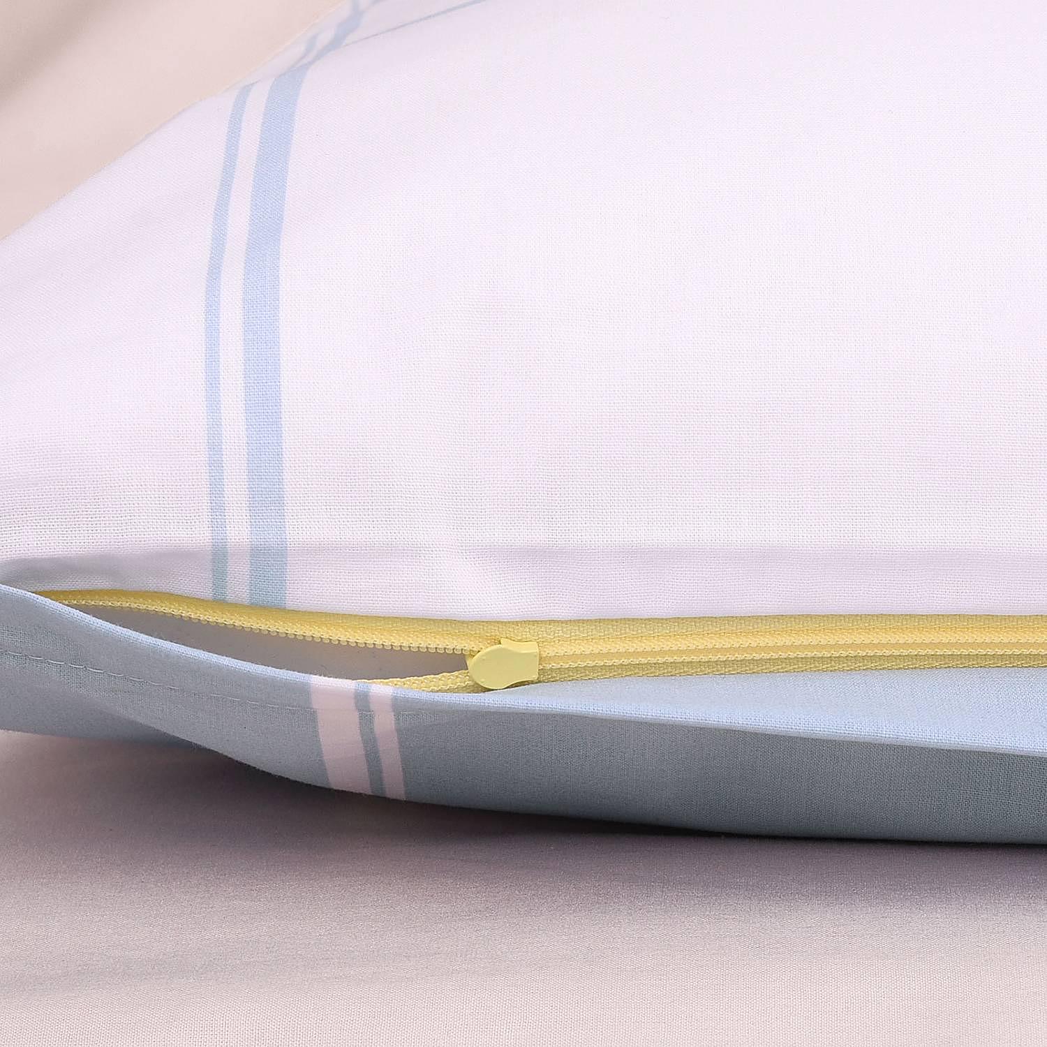 Bedding Cotton White Light Blue 155x220cm Pillow 80x80cm 3