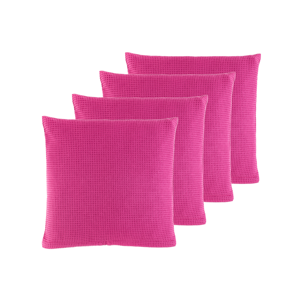 4x Kissenhülle aus Waffelpiqué 100% Baumwolle Pink 0