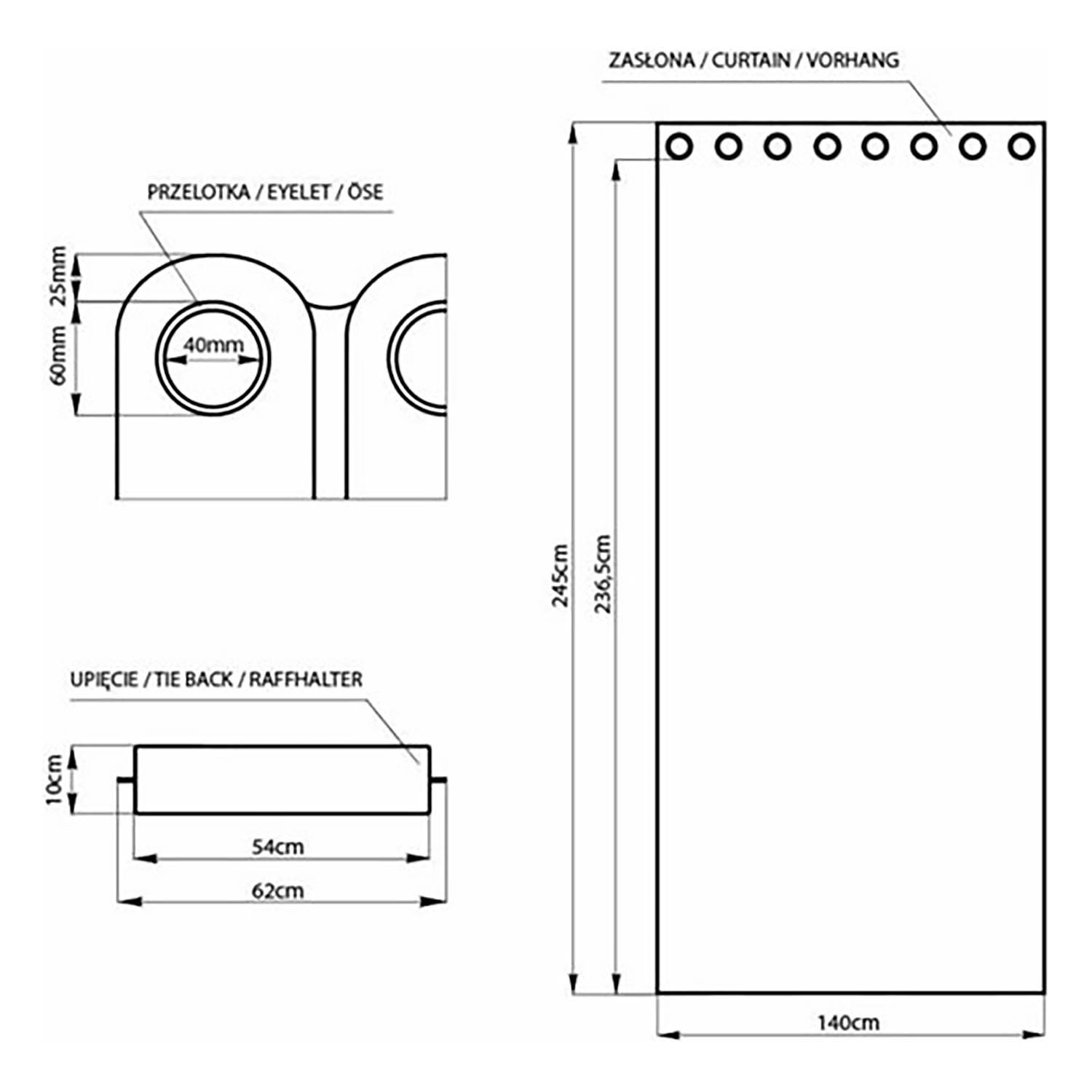 Ösenvorhang Velvet Polyester Rosa 140 x 245 cm 4