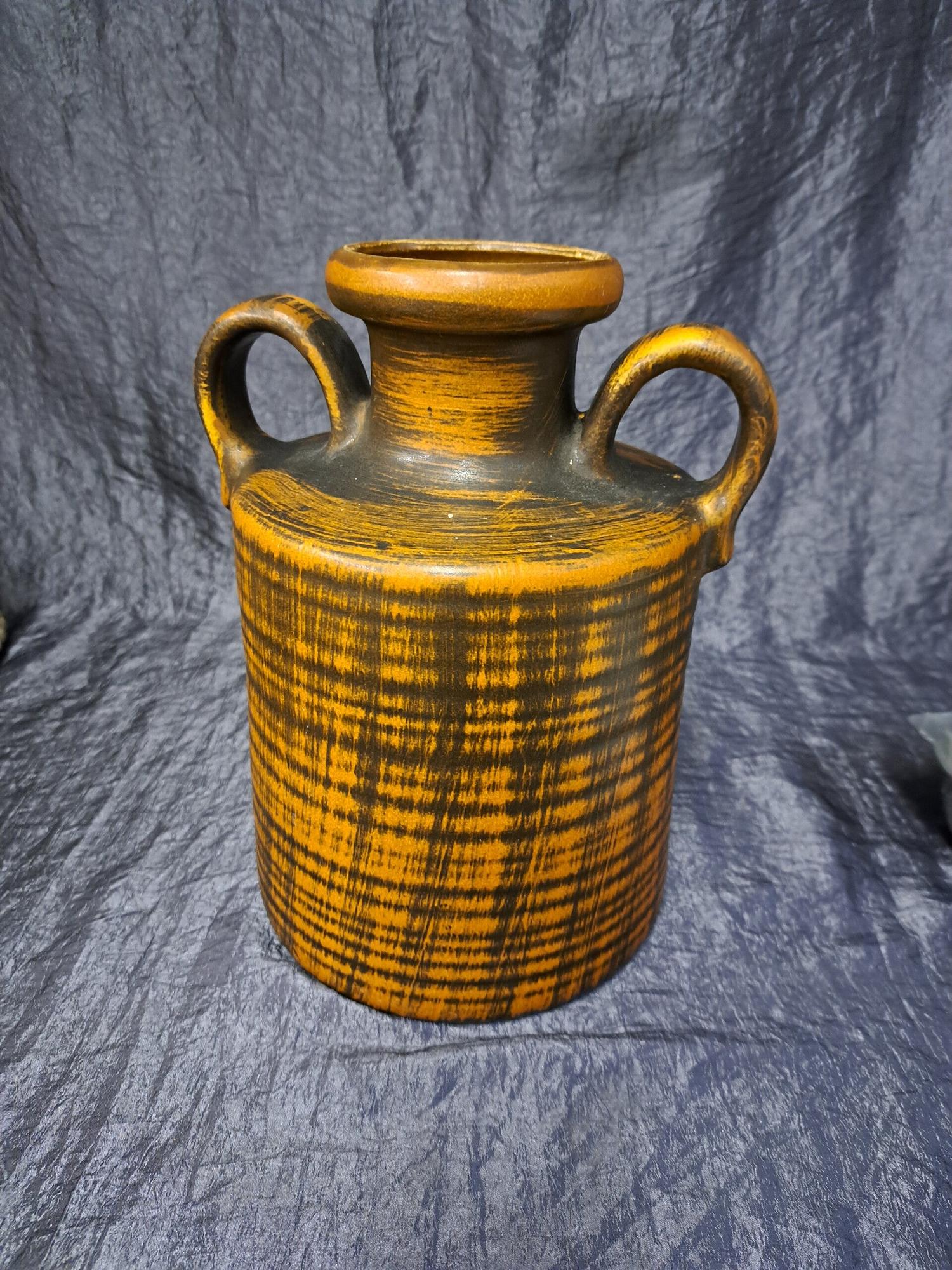 Vintage Vase Keramik Braun Schwarz 2