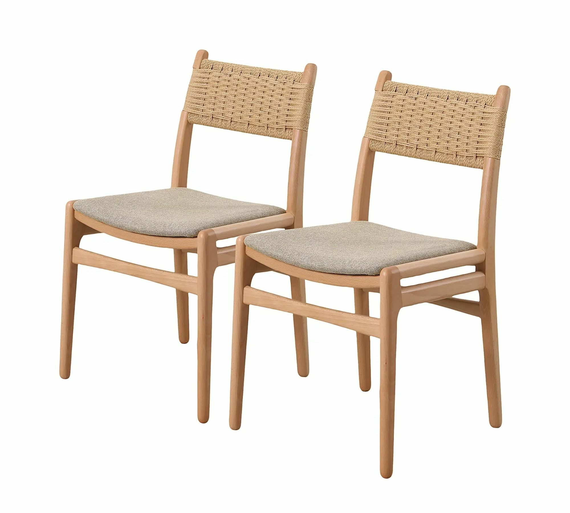 2x Esszimmerstuhl Textil Holz Beige 0