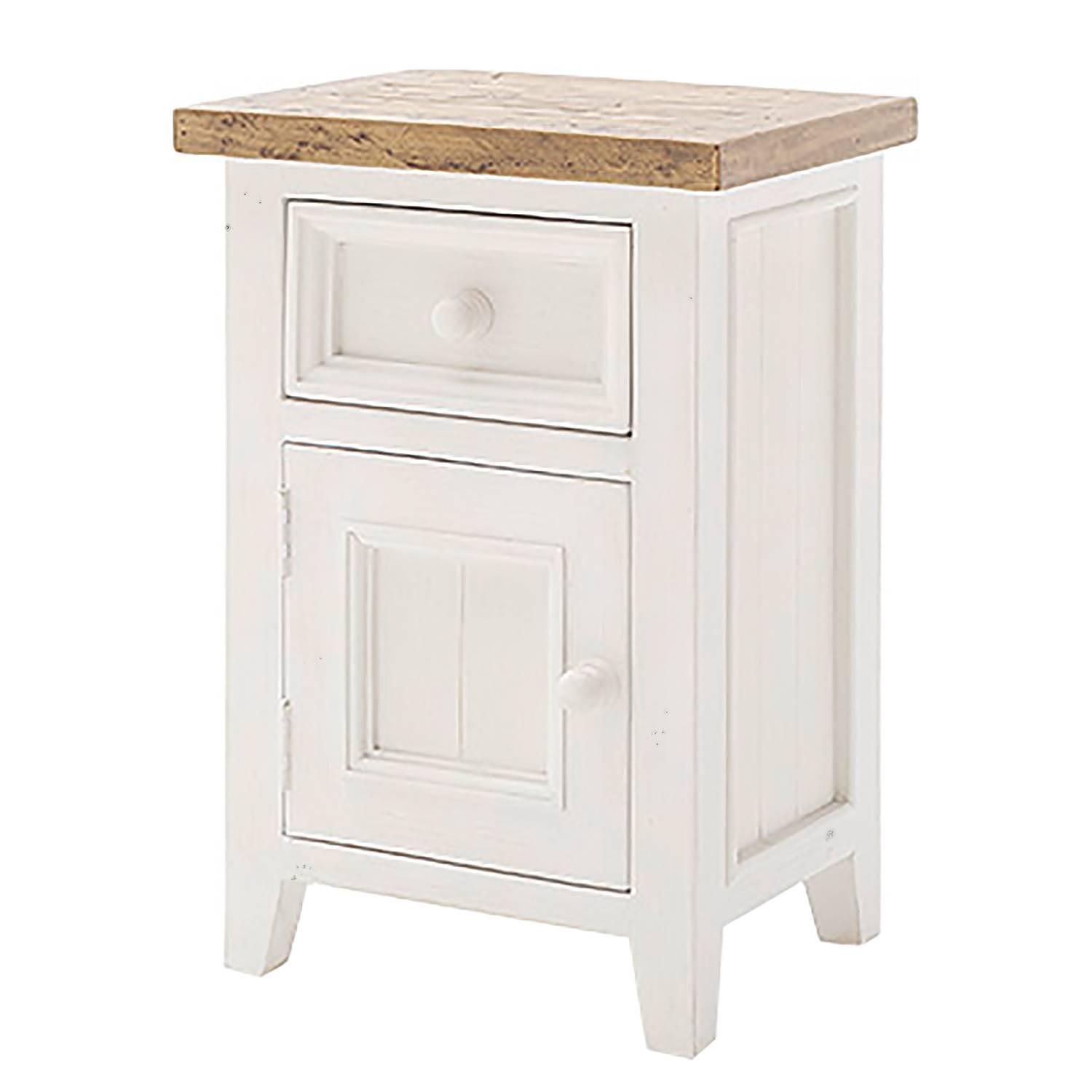 Balignton Nachtkommode Kiefer Massivholz Weiß 2
