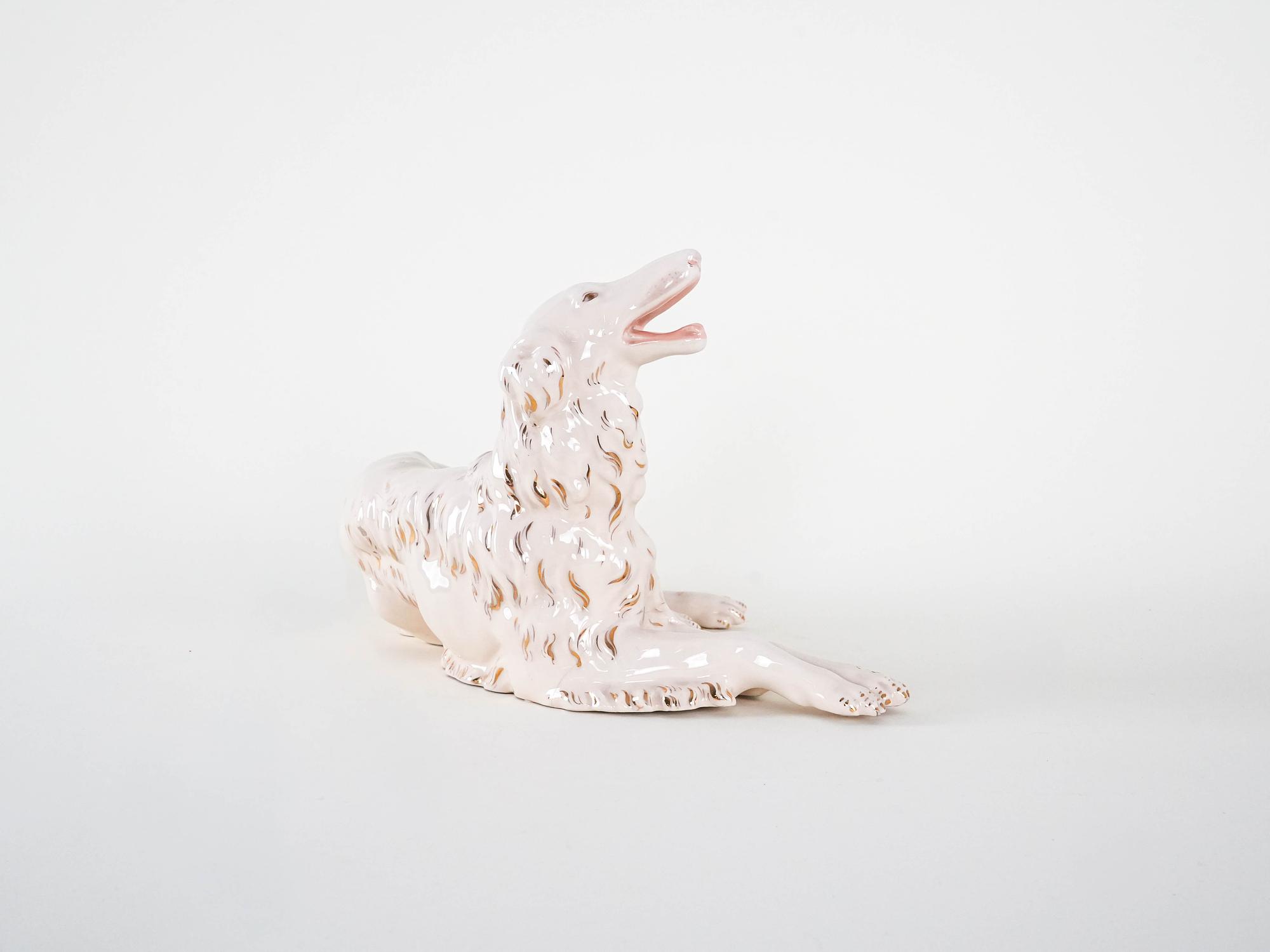 Porzellanfigur Barsoi Creme 1960er Jahre 4