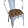 2x Stuhl Eisen Holz Recycelt Grau 1