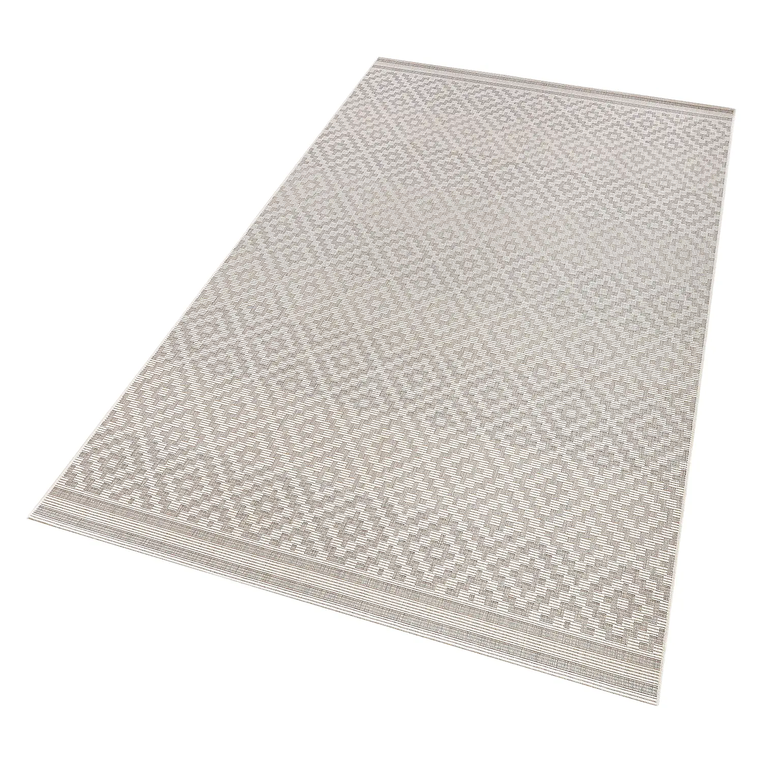 Raute In-/Outdoor-Teppich Grau Weiß 3