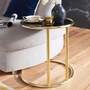 Beistelltisch Glas Metall Schwarz Gold 3