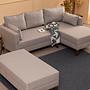 Bella Sofa Récamiere Rechts mit Hocker Creme 1