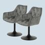 2x Armchair tufted velvet grey 0
