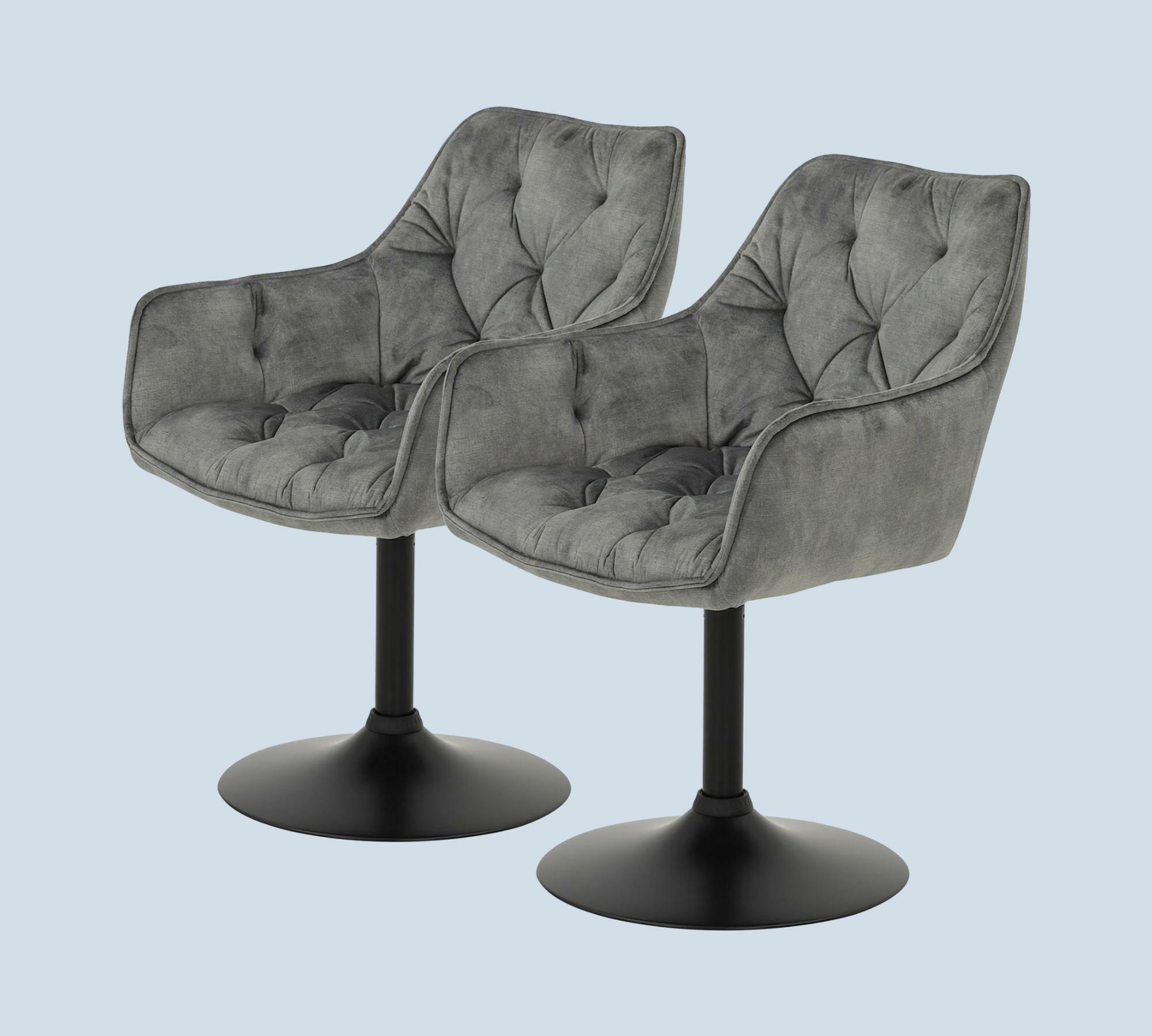 2x Armchair tufted velvet grey 0