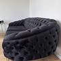 Chesterfield Couch-Set Sofa Armchair Velvet Black Gold 2