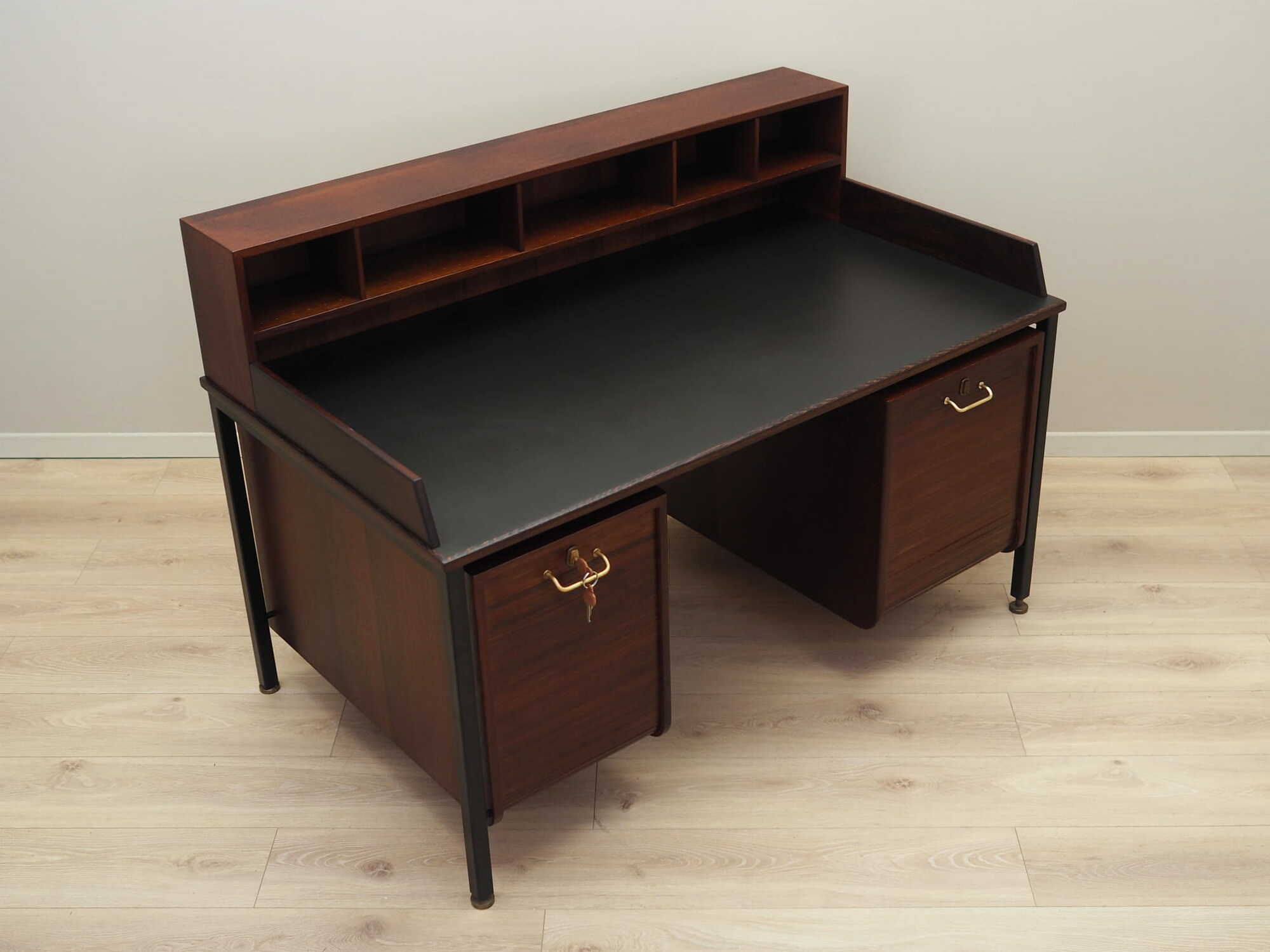 Schreibtisch Holz Braun 1970er Jahre 6