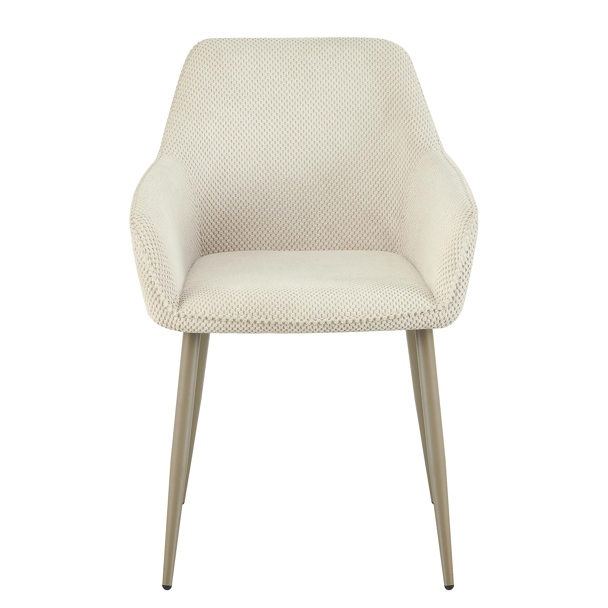 Aobo Armlehnenstuhl 2er-Set Strukturstoff Cremeweiß 1