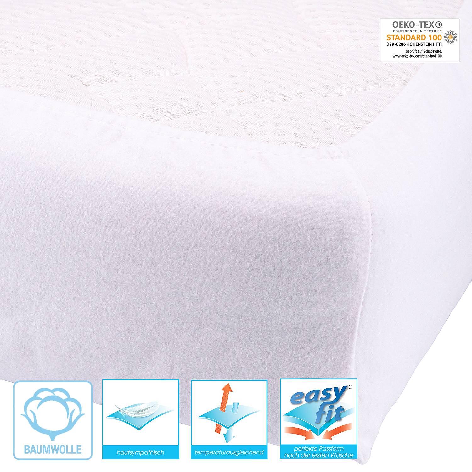 Molton Spannbetttuch Baumwollstoff Weiß 120 x 200 cm 1