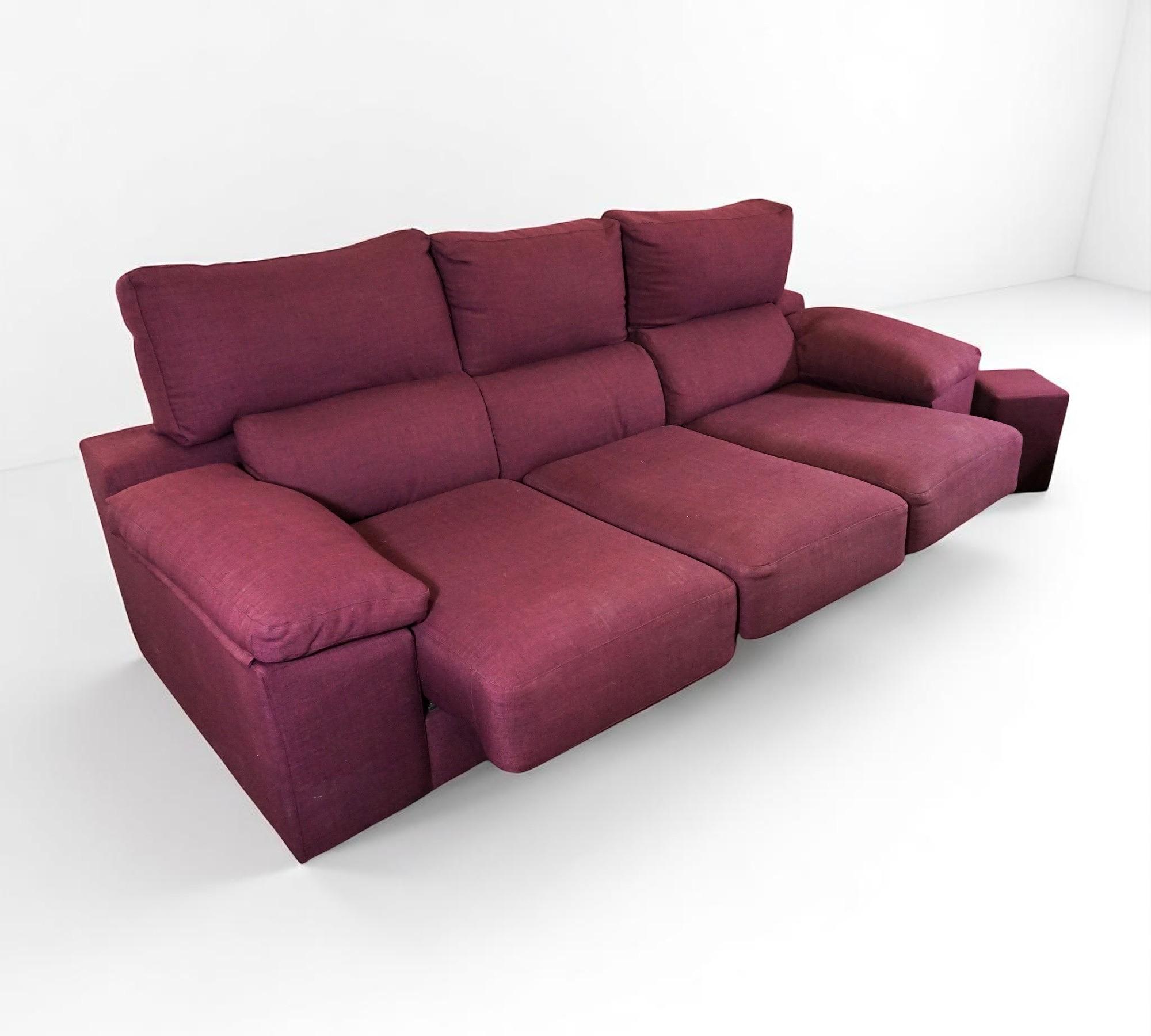 Schlafsofa 3-Sitzer inkl. 2 Hocker Weinrot 1