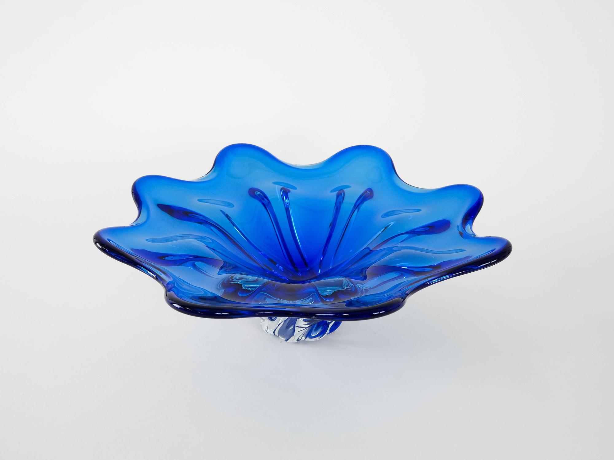 Cobalt-Flower bowl Blue 1970s 4