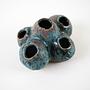 Flower Frog Vase Ceramic Turquoise 1960s 6