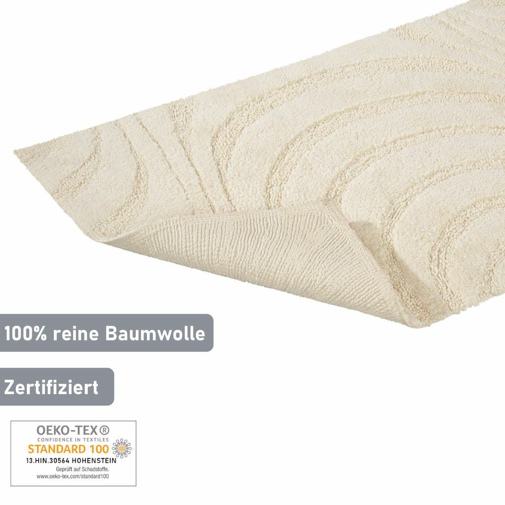 Badematte Wellenmuster Baumwolle Creme Öko-Tex Standard 100 4