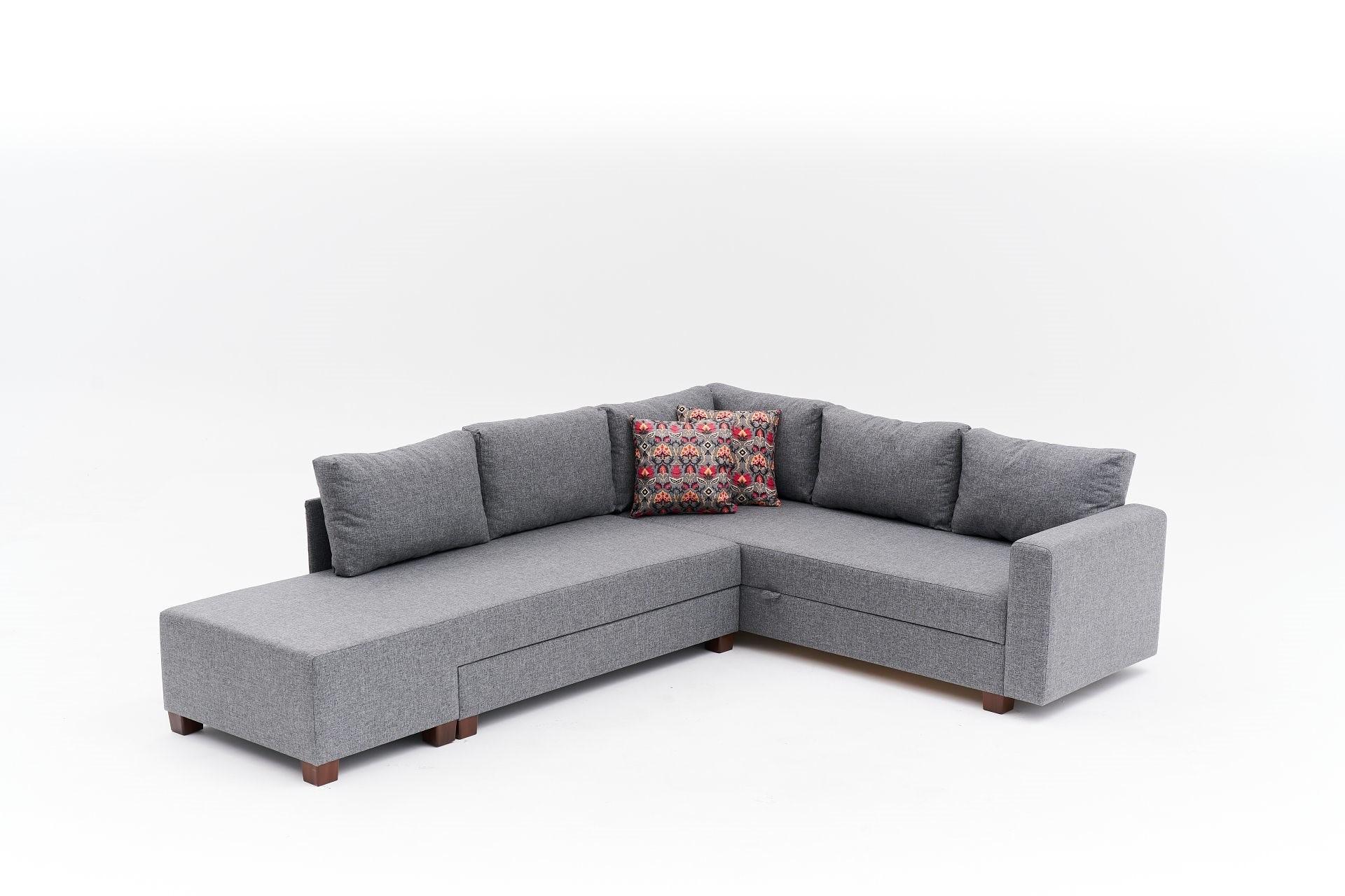 Aly Schlafsofa Récamiere Links Baumwolle Grau 6