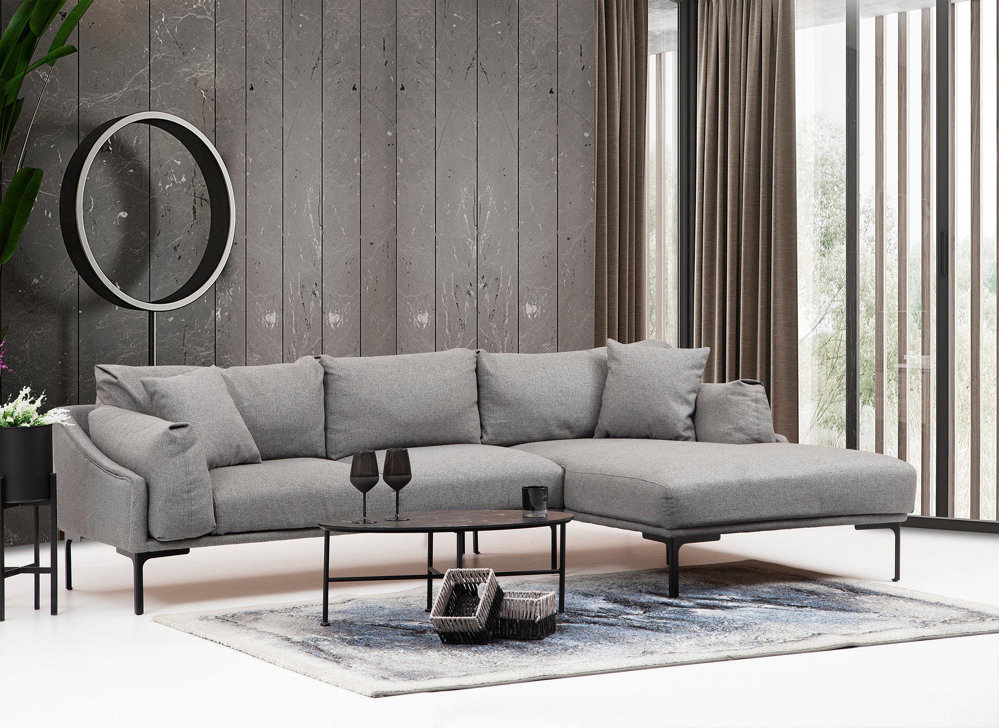 Leo Right Sectional Sofa Grey 1