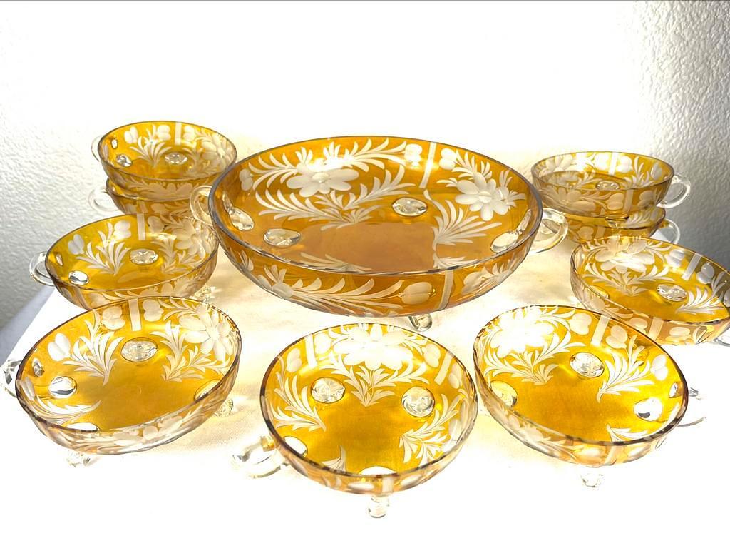 Schälchen-Set 11-Teilig Kristallglas Bernsteinfarbe 1