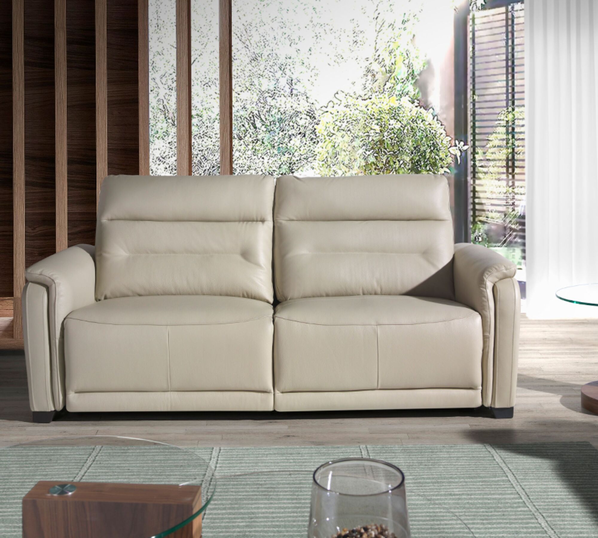 Sofa 3-Sitzer Leder Taupe Grau 2