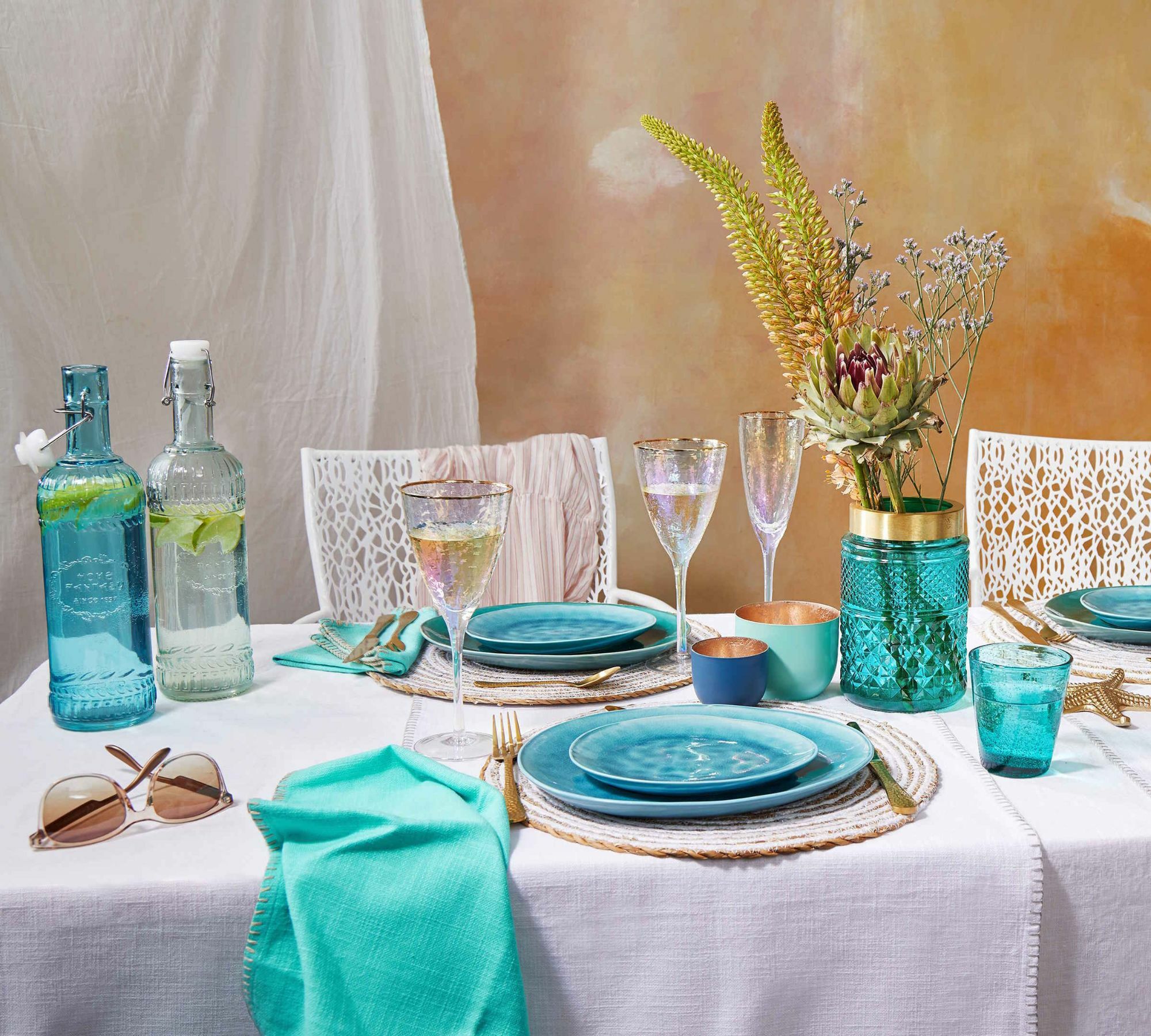 Smeralda 5x Sektglas Set mit Goldrand 250ml  1