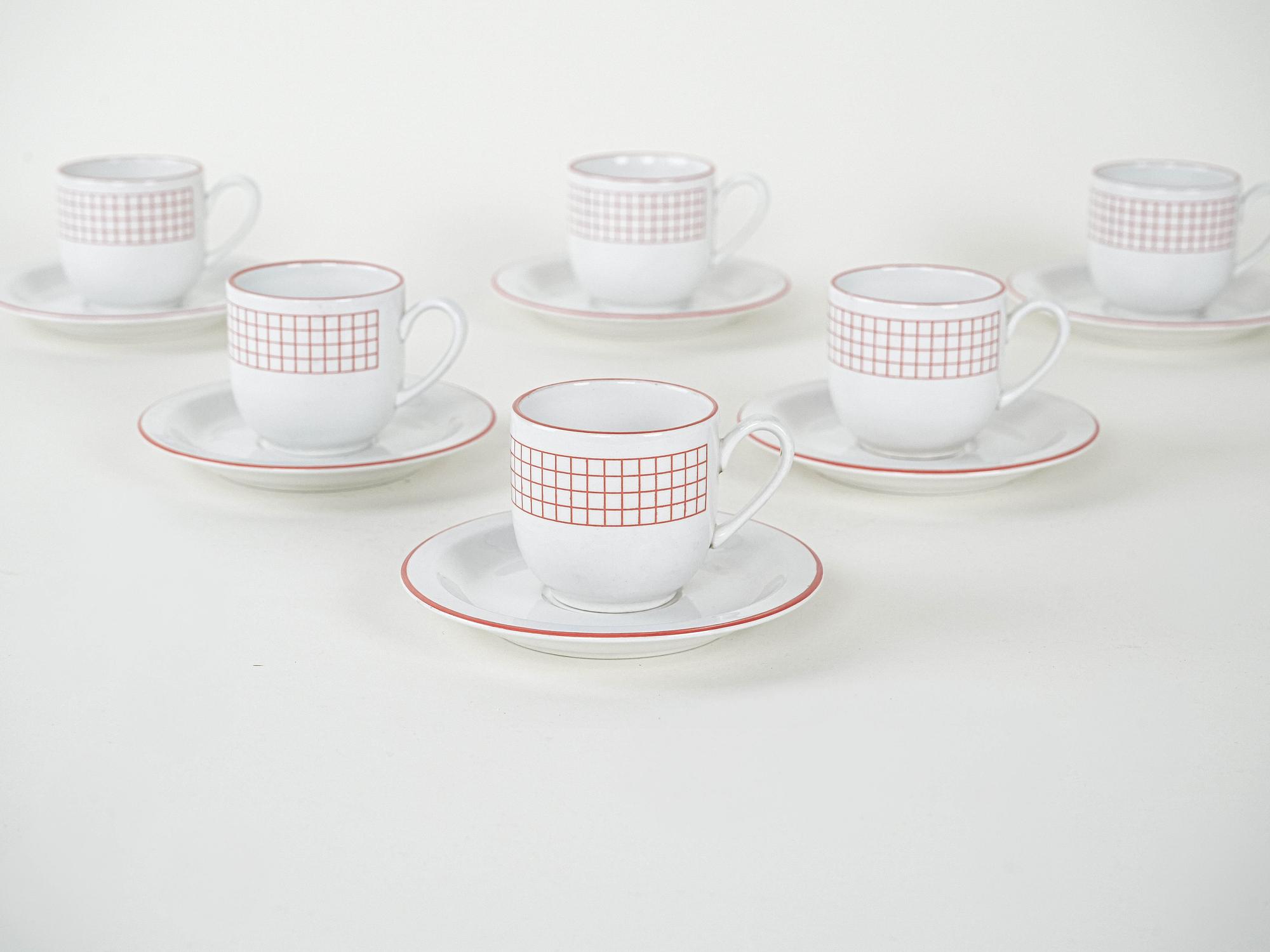 Porcelain cup set White 1980s 3