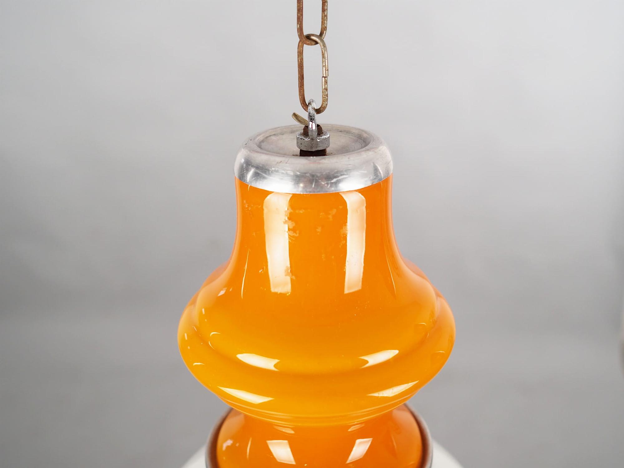 Pendelleuchte Glas Metall 1970er Jahre 2