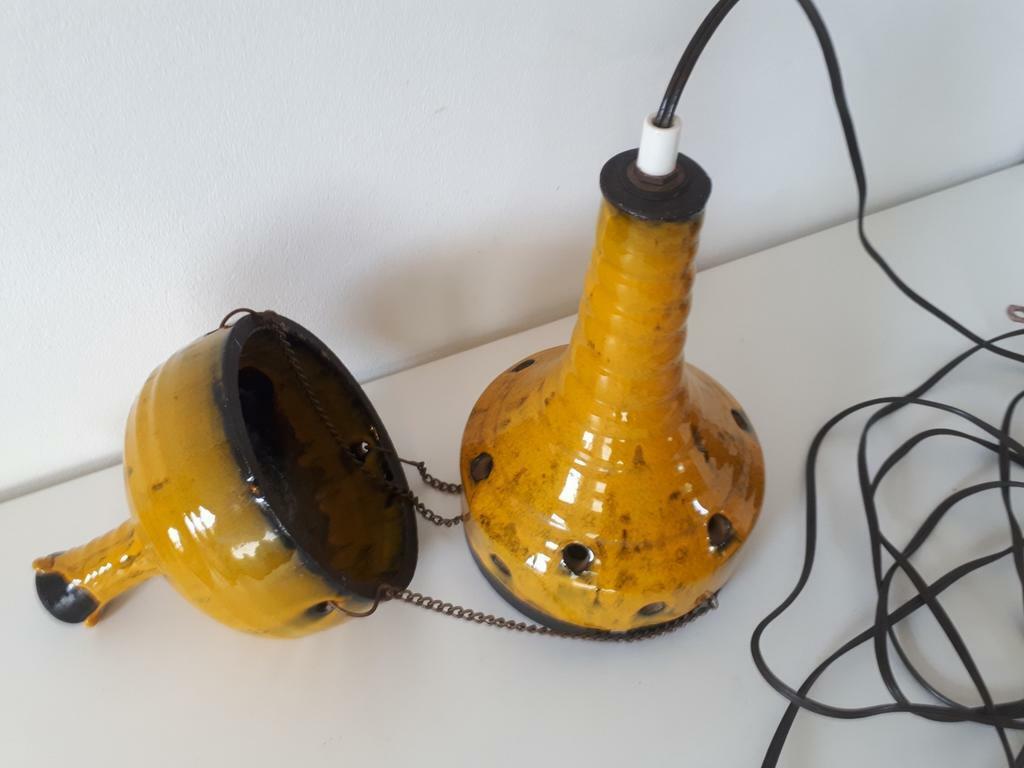 Vintage Pendelleuchte mit Blumentopf Keramik 1960er Jahre 3